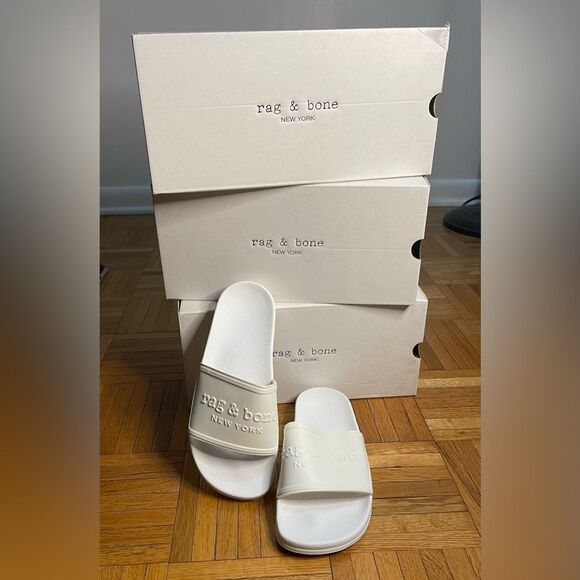 Rag & Bone Pool Slides in White Brand New In Box in Size 9 - Picture 3 of 12